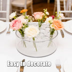 2 Pack Acrylic Clear Flower Vase, Round Centerpiece Vases 12 Holes Flower Vase, Low Holder with Holes for Home/Birthday Party/Dining Table Decorations