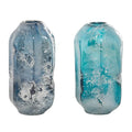 Deco 79 Glass Handmade Decorative Vase Blown Centerpiece Vases, Set of 2 Flower Vases for Home Decoration 12", 11"H, Blue