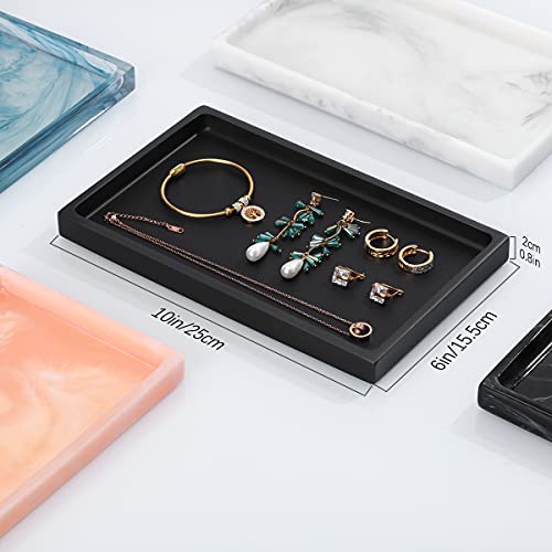 Emibele Black Tray for Bathroom, Resin Countertop Vanity Tray Jewelry Storage Dresser Tray Kitchen Toilet Tank Tray Organizer for Candle Plant Perfume Shampoo Towel Home Decor, Medium, Matte Black - color: Matte Black, size: 10" x 6.1" x 0.8"