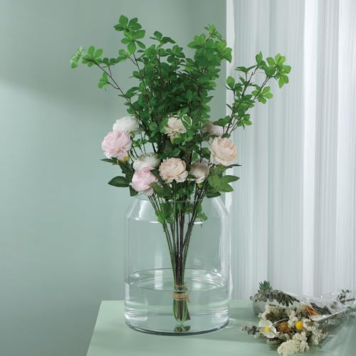 13" High 10.6" Wide Large Handmade Clear Modern Glass Vase, Glass Flower Vase, Scandinavian Glass Vase, Glass Container, Glass Terrarium, Hurricane, Fish Bowl, Centerpiece (Clear, 10.6"x13") - size: 10.6"x13"