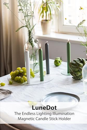 Green Modern Taper Candle Holder-Floating Magnetic Flame Design, Modular Metal Candle Stand with Glass Hurricane Cover, Minimalist Table Centerpiece for Dining, Wedding & Holiday Décor - color: Green