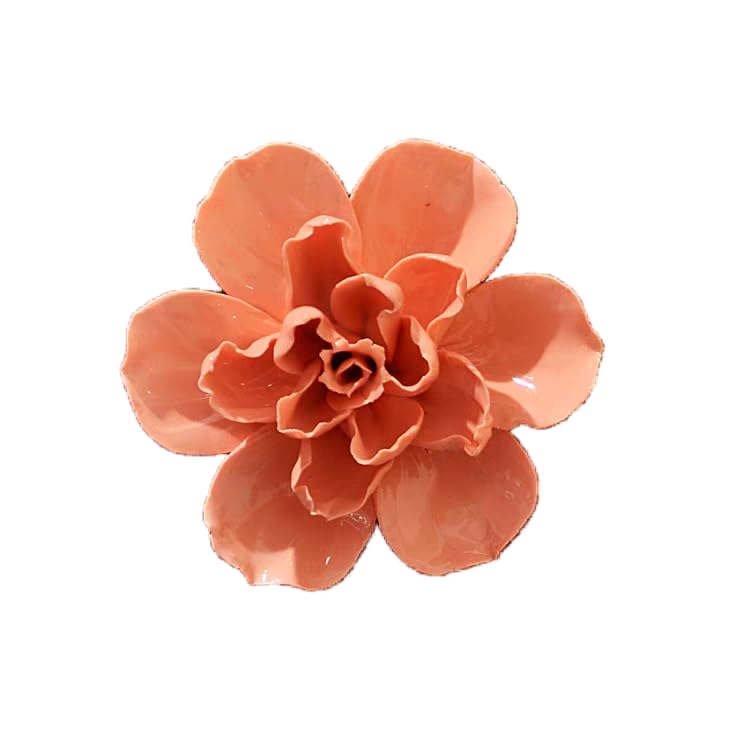 Ceramic 3D Wall Art, Artificial Flower Wall Decor, Handmade Porcelain Wall Hanging Sculpture, Orange Jasmine Flower, 2.8"L x 2.8"W, Matte Finish, Unframed, Wall Mount, Living Room Office Decor - color: Orange,Jasmine Flower,2.76"