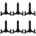 Juvale Wooden Plate Stands for Display - Plate Holders for Showcasing Collectible Items - Photo & Artwork Picture Holders for Tables - Lightweight & Sturdy Wood Display Stand - 6-Pack, 6 in, Black