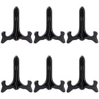Juvale Wooden Plate Stands for Display - Plate Holders for Showcasing Collectible Items - Photo & Artwork Picture Holders for Tables - Lightweight & Sturdy Wood Display Stand - 6-Pack, 6 in, Black