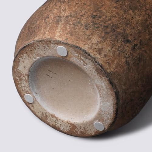 Rustic Terracotta Vase for Home Decor, 9 Inch Farmhouse Ceramic Vases for Centerpieces, Decorative Pottery Flower Vase for Pampas Grass, Living Room Mantle Decor Brown