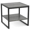 Homieasy End Table, 20 Inch Square End Table, Mini Fridge Stand with 2-Tier Storage Shelves, Industrial Wood Side Table Small Table Stand for Living Room, Bedroom, Office, Black Oak - color: Black Oak