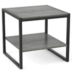 Homieasy End Table, 20 Inch Square End Table, Mini Fridge Stand with 2-Tier Storage Shelves, Industrial Wood Side Table Small Table Stand for Living Room, Bedroom, Office, Black Oak - color: Black Oak