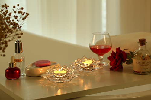 GOLDEAL 4Pcs Lotus Candle Holders, Tealight/Tea Light/Votive Candle Holders Bulk, Clear Glass Candle Holder for Table Centerpiece, Wedding, Party, Home Decor(4 PCS,Clear) - color: Clear
