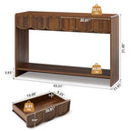 ORRD Console Table with Drawers, Mid-Century 43 Inches Narrow Entryway Tables with Open Storage Shelves, Hallway Accent Tables Behind Couch Table for Living Room - Walnut - color: Walnut