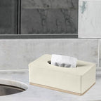 Rectangular Tissue Box Cover for Bathroom,Livingroom,Bedroom, Hand Carved Leather Resin Tissue Box Holder,10 x 5.7 x3.7 in, Beige - color: C-beige