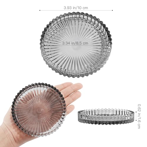 Glass Pillar Candle Holder, 4" Gray Candle Plates Set of 6, Glass Candle Holders for Wedding, Party, Holiday, Home Decor, Table Centerpiece - color: Gray, size: 6 pcs