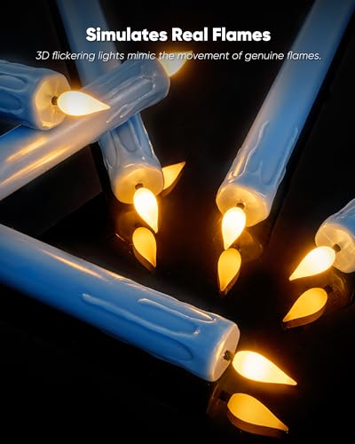 Homemory 6 Pcs Real Wax Blue Flameless Taper Candles with Remote Timer, 9.6 Inches LED Fake Candlesticks, LED Candle with 3D Flickering Flame for Romantic Wedding, Dinner, Xmas Anniversary Decor - style: Coastal - Blue 9.6"