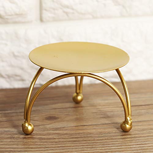 Iron Candle Holder, Solid Round Tray for Candles and Plates, with Triangular Bracket for Stability, European Style Table Decoration for Home Dining