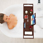Premium Bamboo Bathtub Caddy Tray - Bath Tray - Bath Tub Tray Table for Bathtub - Expandable Size, Fits Most Bath Tubs - Brown - color: Brown