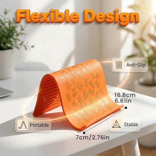 Silicone Phone Stand with Aluminum, Foldable Multi-Angle Adjustable Holder, Anti-Slip Desktop Stand for Phone Tablet Laptop, Portable Roll-Up Stand for Travel & Office (Green+Grey) - color: Green+Grey