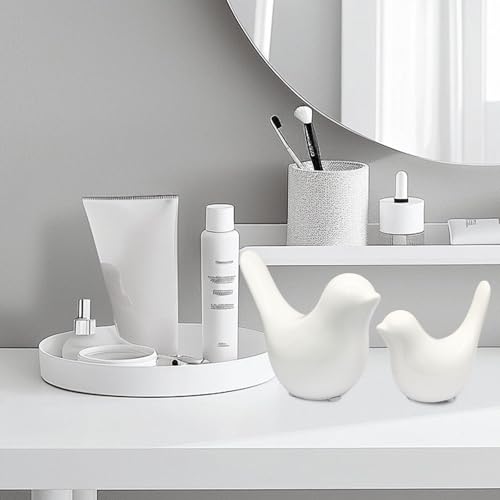 2 Pcs Modern Style Animal Statues, Decorative White Ornaments Birds Statues, Ceramic Decor for Office Desktop, Bookshelf, Bedroom, Living Room, Cabinets - color: White