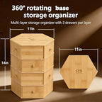 360° Rotatable Bamboo Desktop Organizer, Large Capacity Cosmetic & Jewelry Storage for Makeup Serum, Diamond, Easy Setup No Assembly (9)