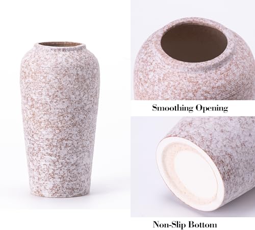 Stone Vase Set 3 Modern Decor Ceramic Vases Rustic Farmhouse Home Tea Table Office Room Desk Large Vases Ornament Pottery - color: 17 Khaki