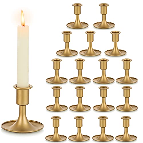 Candlestick Holders Taper Candle Holders, Romadedi Gold Candle Stick Candle Holder for Table Centerpiece, Wedding Reception, Festive Christmas Mantel Decoration or Home Decor, Set of 18 - color: Gold, size: 18 pcs