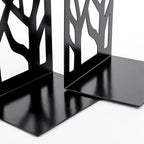 YXQ Book Ends for Shelves Decorative,Tree Metal Bookend Supports for Home Office School Heavy Books, Set of 3 Black Book Holders for Shelf Unique Decoration Book Stoppers