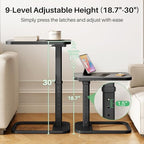 Kitstorack Upgraded TV Tray Table with Panel Lock, 90° Flip-Over Design & Adjustable Height, Sofa Arm Side Table for Eating, Laptop, Couch, Bed, or Small Spaces, Dark Gray - color: Dark Gray, style: Auto-locking