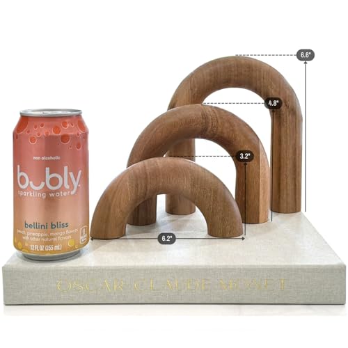 Wooden Arch Decor Set of 3 - Shelf Decor Aesthetic for Coffee Tables, Bookshelves, & Entryways - Acacia Wood Japandi Home Decor Accents - Modern Decorative Objects