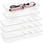 14 Pcs Clear Plastic Drawer Organizer Tray with 2 Pcs 15"x6" Extra Large Trays, Multi-Purpose Storage Bins for Vanity, Makeup, Kitchen Utensils, Bathroom, Office Desk, Auto Tools & Craft Supplies