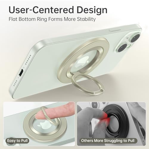 SYNCWIRE Magnetic Phone Ring Holder for MagSafe, 360° Rotation Cell Phone Grip Stand Finger Ring Kickstand Two-Sided Magnet Compatible with iPhone 17 Pro Max 16 15 14 13 12 MagSafe Accessories - color: Single Ring-1PCS-Yellow