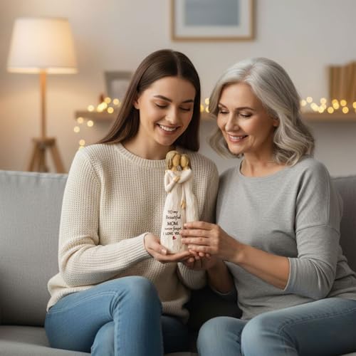 NAN ZAI NAN FANG Mother Daughter Figurine Gifts for Mom from Daughter 5.5" Resin Sculpted Hand-Painted Figure Birthday Mothers Day Thanksgiving for Moms Mother-in-Law - style: Mother and Daughter Embracing