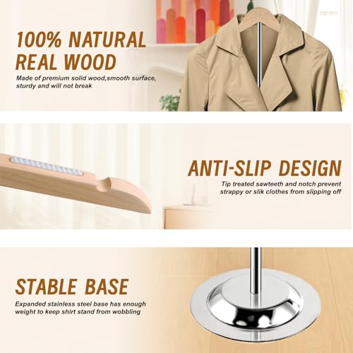 Adjustable Shirt Display Stand, 20-35 Inch Height Tshirt Display Stand for Vendors, Wooden T Shirt Mannequin Display Shirts, Jacket, Coat at Clothing Vendor Events, Trade Fair, Trade Show(Oak Color) - color: Oak Color, size: 1Pcs