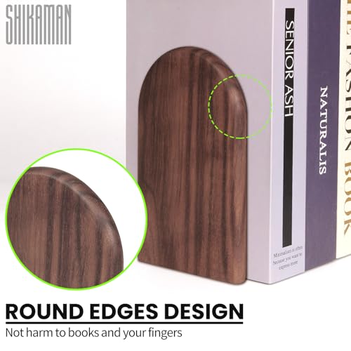Book Ends,4 Pair Large Bookends Wood Book Ends Universal Economy Bookend (4, Large) - size: Large