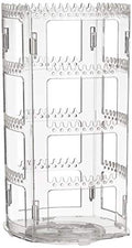 Sooyee 360 Rotating Earring Holder and Jewelry Organizer, 4 Tiers Jewelry Rack Display Classic Stand, 156 Holes and 160 Grooves for Necklaces Earrings Piercings, Clear - color: Clear