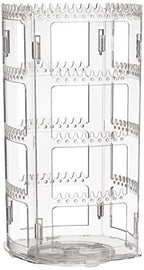 Sooyee 360 Rotating Earring Holder and Jewelry Organizer, 4 Tiers Jewelry Rack Display Classic Stand, 156 Holes and 160 Grooves for Necklaces Earrings Piercings, Clear - color: Clear