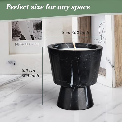 Marble Candle Holder | Soy Wax | Non-Toxic | Reusable Stone Jar |Votive Candle|Tealight Candle Holder|Distinctive Gift.Natural Aromatherapy for Women & Men - color: Lavender & Black Marble container