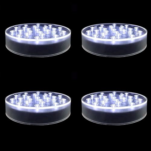 LARDUX Pack of 4 Led Light Base - 6 Inch Round Display Pedestal Light Stand Plate Flat for 3D Crystal Cube Glass Art Acrylic Statues - USB Charge or Battery Powered - size: 6-inch led base