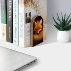 Red Fox Sleeping Book Ends Decorative Wood Bookends for Shelves Kids Room Desk Home Office Book Stoppers for Magazines,Books, DVDs, 1 Pair/2 Pieces(5x3.1 in)
