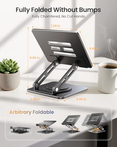 LOXP Adjustable Tablet Stand, 360 Rotating iPad Stand with Heavy-Duty Base, Tablet Holder Compatible with 4.0-16.9" Device, 2025 iPad Pro Air Mini, Kindle, Surface Tablet, Portable Monitors - Black