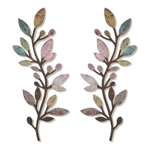Zzbakress 2 Pcs Colorful Tree Leaf Wall Art Decor Vine Home Wall Decor Olive Branch Leaf Wall Ornament Large Wall Decor for Bedroom, Living Room, Wall Sculptures Indoor Outdoor (Multicolor) - color: Multicolor