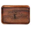 The Tree of Life Serving Acacia Wood Valet Tray for Men Women, Catch All Acacia Mens Key Dump Bedside Nightstand Organizer EDC Wooden Tray for Phone Watch Wallet Keys Jewelry