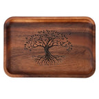 The Tree of Life Serving Acacia Wood Valet Tray for Men Women, Catch All Acacia Mens Key Dump Bedside Nightstand Organizer EDC Wooden Tray for Phone Watch Wallet Keys Jewelry