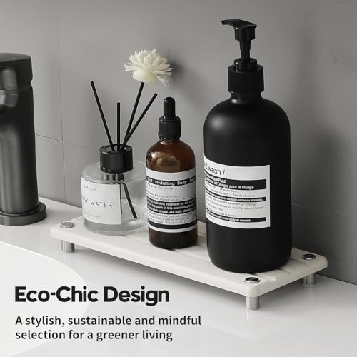 Razborci Quick Dry Bathroom Tray & Kitchen Sink Organizer, Water Absorbing Countertop Sponge Holder Soap Dish, Diatomaceous Earth Stone Vanity Dispenser Toothbrush Bottle, Gray Beige, 10" x 4" - color: 1. Greige, size: 10" x 4" x 1"