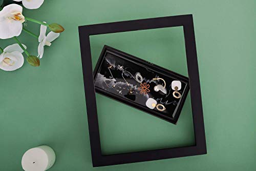 Emibele Jewelry Organizer Resin Tray, Bathroom Kitchen Dresser Vanity Tray Jewelry Dish Ring Cosmetic Organizer for Candle Perfume Soap Shampoo Small Plant Home Decor, Mini Size - Ink Black - color: Ink Black, size: 7.7" x 3.9" x 0.8"