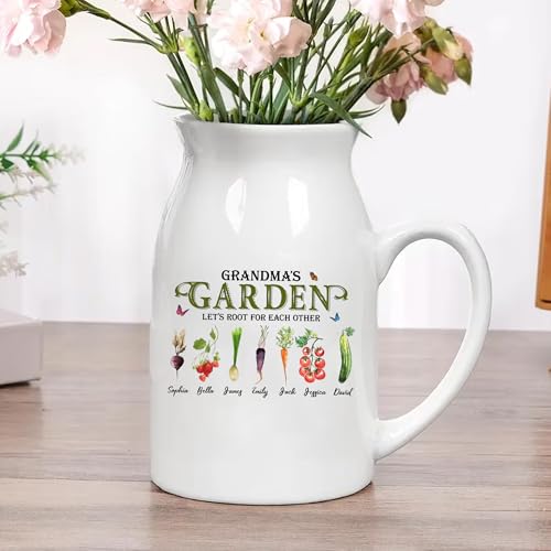 Personalized Grandma's Garden Ceramic Vase - Custom Root for Each Other Vase with Names, Unique Vegetable Art Flower Vases, Gift for Grandma, Gigi Nana, Mom, Mother's Day, Birthday - color: Style 03