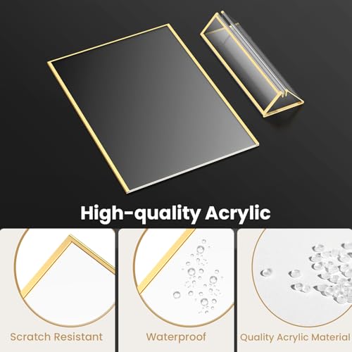 Acrylic Sign Holder 8.5X11 Gold Frames Double-Sided Gold Picture Frames for Flyer Holder Menu Holder Wedding Table Number Holder Christmas Photo Frame with Removable Sticky Dots -6 Pack