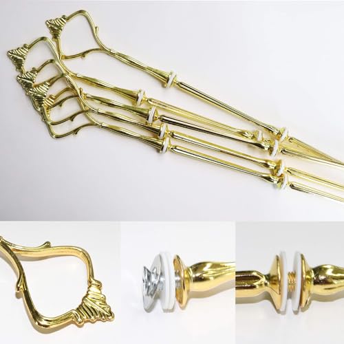 3 Tier Tiered Tray Hardware Kits Fruit Cake Plate Handle Fitting Hardware Rod Dessert Stand Holder Golden Crown 5 Set（Plate not Included） - color: Gold