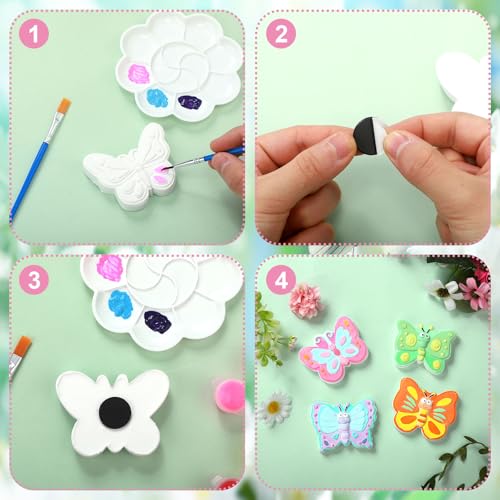 WinnerWhy 24 Sets Spring Butterfly Ceramic Painting Kit Make Your Own Butterfly Figurine Paint DIY Beautiful Painting Statue Craft Paint Your Own Spring Statue for Party Adult Art Activity Supply - style: Butterfly