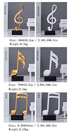 3Pcs Musical Sculptures Music Note Figurine Statue Decorative Ornaments Art Decor for Living Room Bedroom TV Cabinet Gift (Gold)