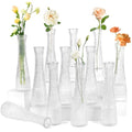 Glass Bud Vases Bulk 12 Pcs - Clear Ribbed Wedding Centerpiece Vases, Small Flower Vases for Table Decor, Party Events & Home Decor
