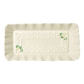 Belleek Shamrock Tray - Fine Parian China White Serving Platter - Handcrafted Appetizer Serving Tray - 12.5 x 6.3 Inches