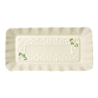 Belleek Shamrock Tray - Fine Parian China White Serving Platter - Handcrafted Appetizer Serving Tray - 12.5 x 6.3 Inches